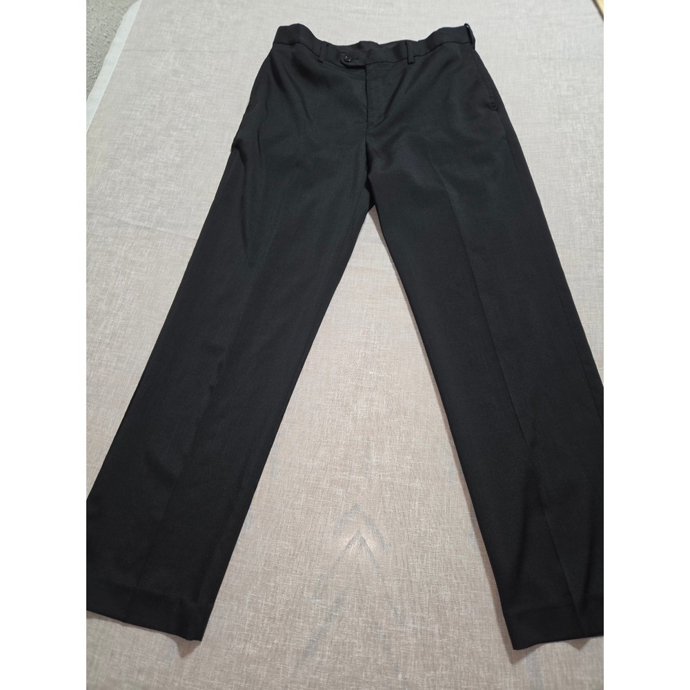 Mens Savane Black Straight Leg Dress Pants Trousers 32x32 Stretch Formal